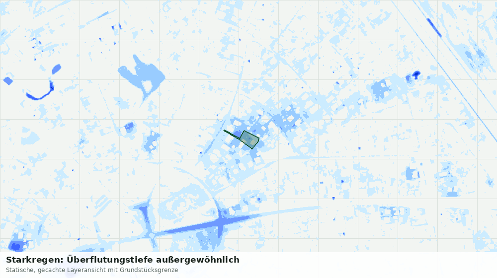 Statische Kartenansicht: Starkregen: Überflutungstiefe außergewöhnlich