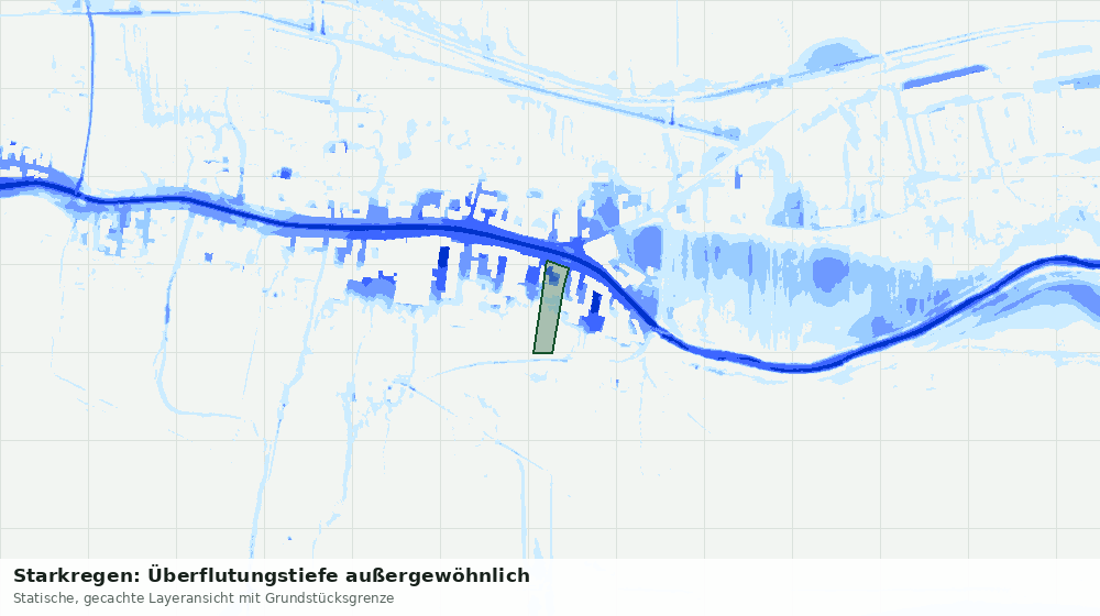 Statische Kartenansicht: Starkregen: Überflutungstiefe außergewöhnlich