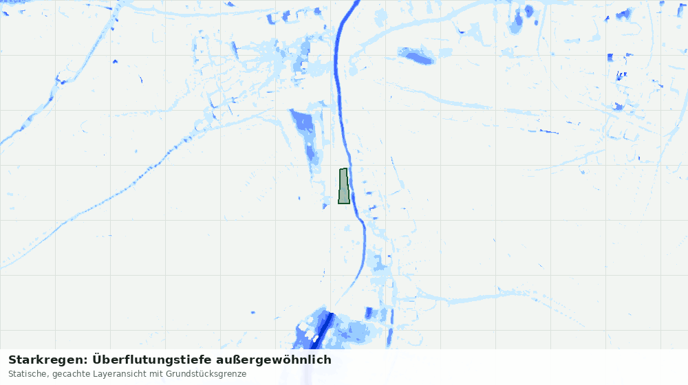 Statische Kartenansicht: Starkregen: Überflutungstiefe außergewöhnlich