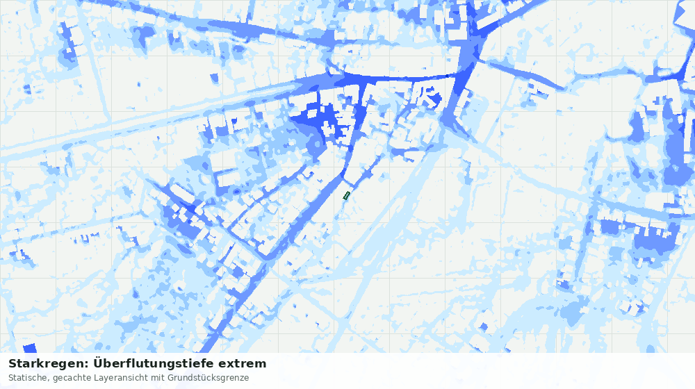 Statische Kartenansicht: Starkregen: Überflutungstiefe extrem
