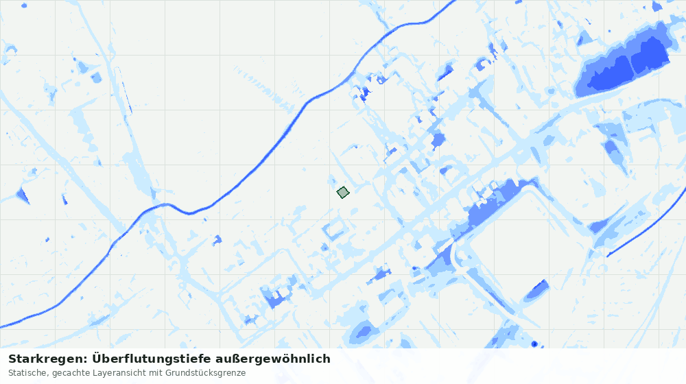 Statische Kartenansicht: Starkregen: Überflutungstiefe außergewöhnlich