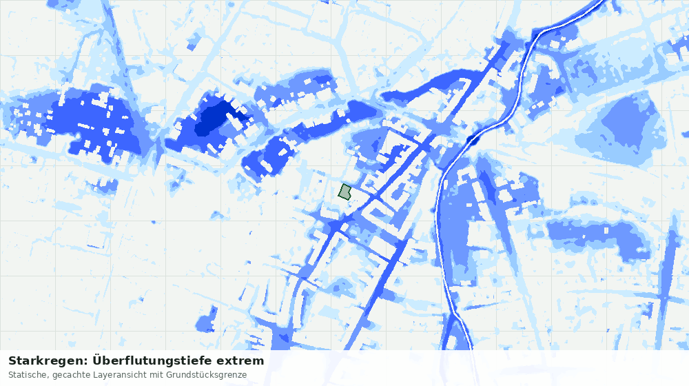 Statische Kartenansicht: Starkregen: Überflutungstiefe extrem