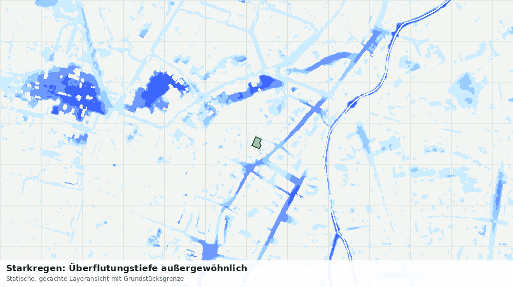 Statische Kartenansicht: Starkregen: Überflutungstiefe außergewöhnlich