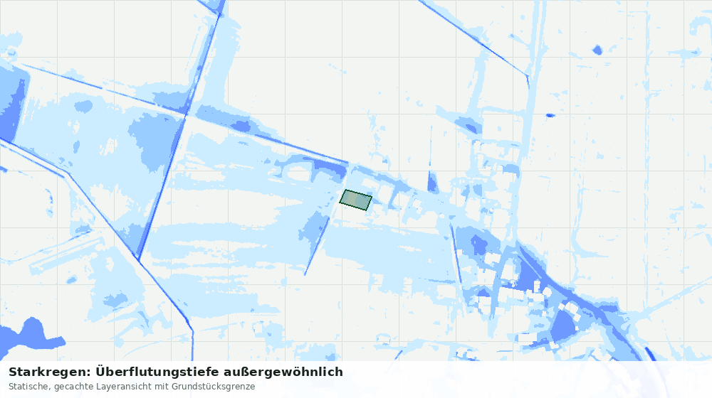 Statische Kartenansicht: Starkregen: Überflutungstiefe außergewöhnlich