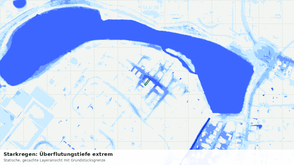 Statische Kartenansicht: Starkregen: Überflutungstiefe extrem