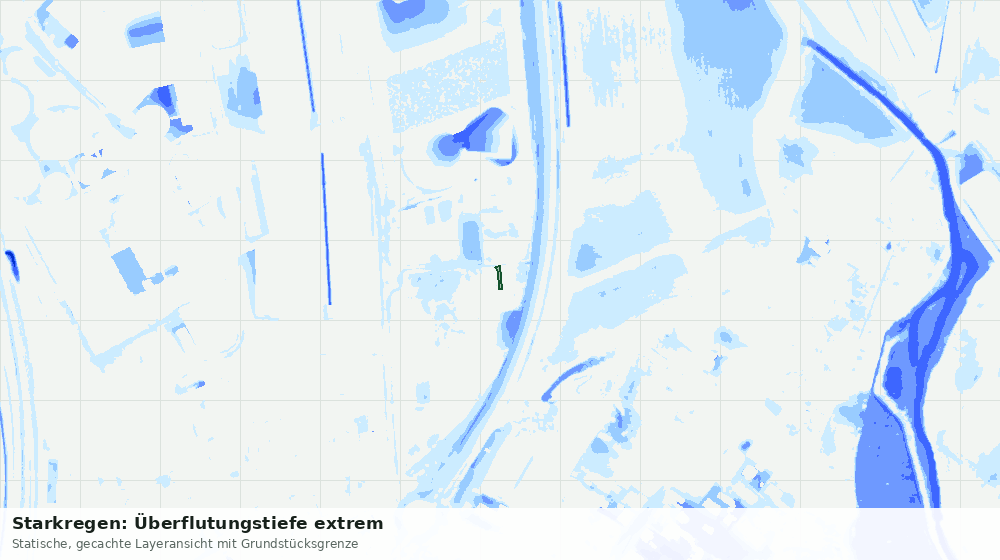 Statische Kartenansicht: Starkregen: Überflutungstiefe extrem