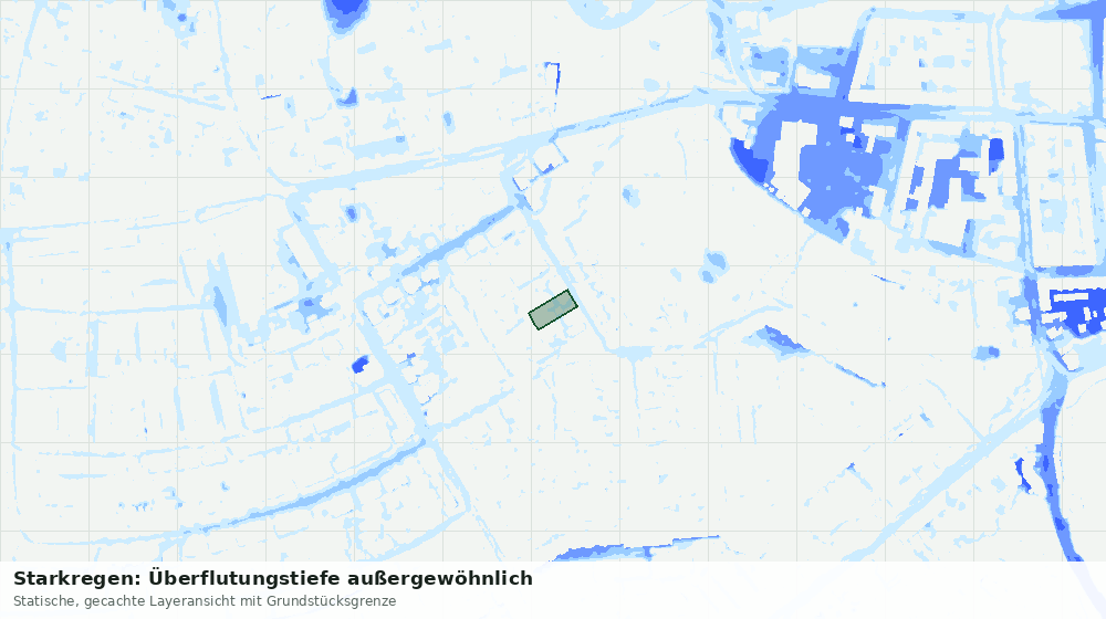 Statische Kartenansicht: Starkregen: Überflutungstiefe außergewöhnlich