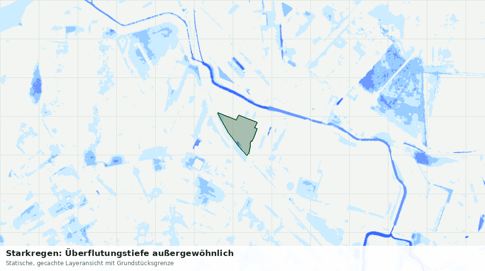 Statische Kartenansicht: Starkregen: Überflutungstiefe außergewöhnlich