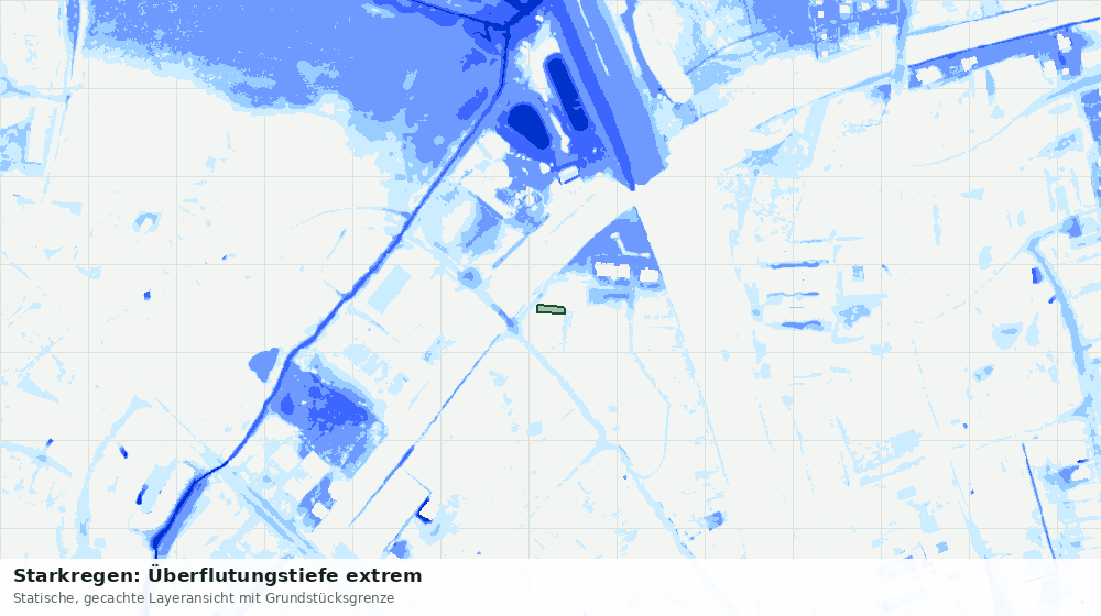 Statische Kartenansicht: Starkregen: Überflutungstiefe extrem