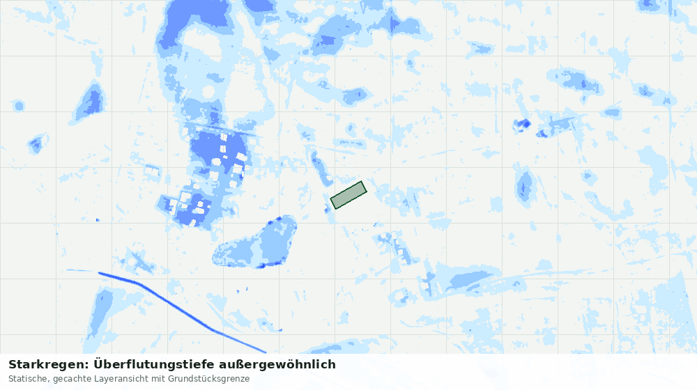 Statische Kartenansicht: Starkregen: Überflutungstiefe außergewöhnlich