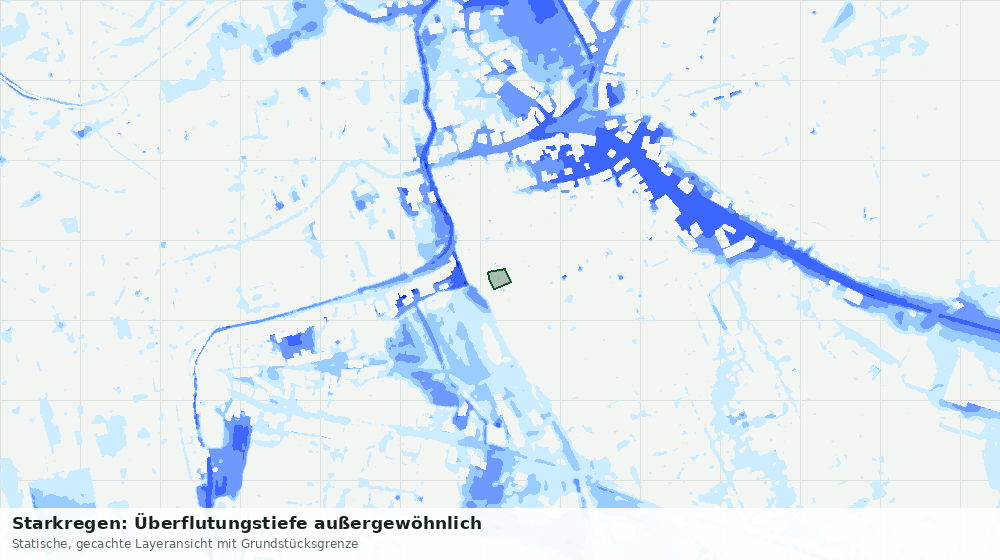 Statische Kartenansicht: Starkregen: Überflutungstiefe außergewöhnlich