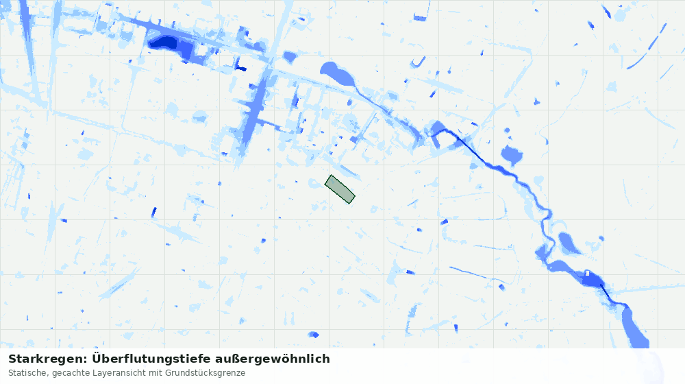 Statische Kartenansicht: Starkregen: Überflutungstiefe außergewöhnlich
