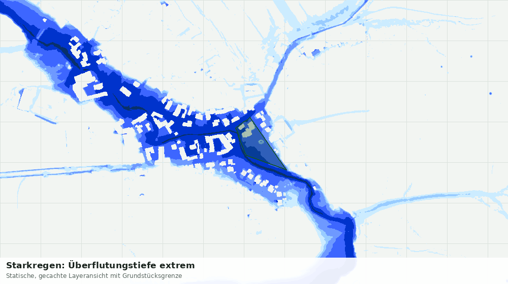 Statische Kartenansicht: Starkregen: Überflutungstiefe extrem