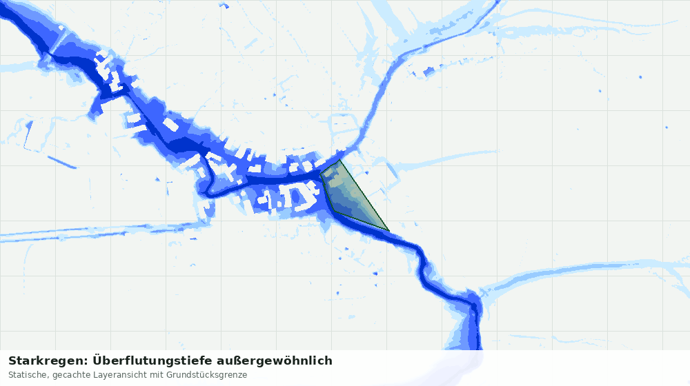 Statische Kartenansicht: Starkregen: Überflutungstiefe außergewöhnlich