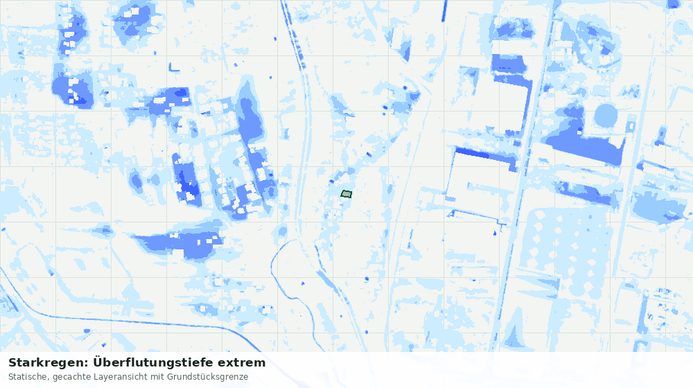 Statische Kartenansicht: Starkregen: Überflutungstiefe extrem