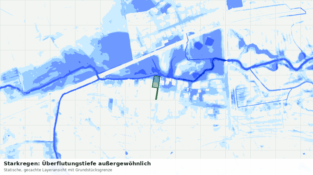 Statische Kartenansicht: Starkregen: Überflutungstiefe außergewöhnlich