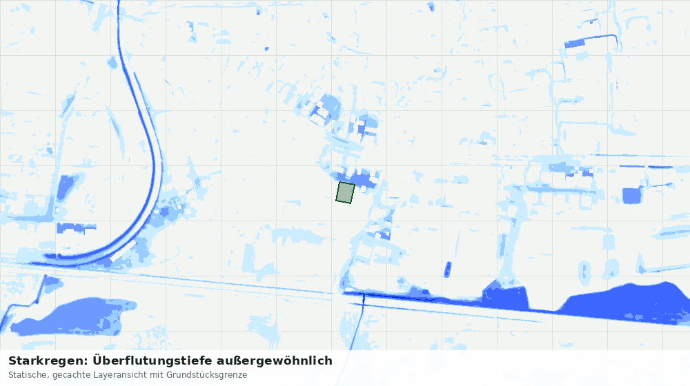 Statische Kartenansicht: Starkregen: Überflutungstiefe außergewöhnlich