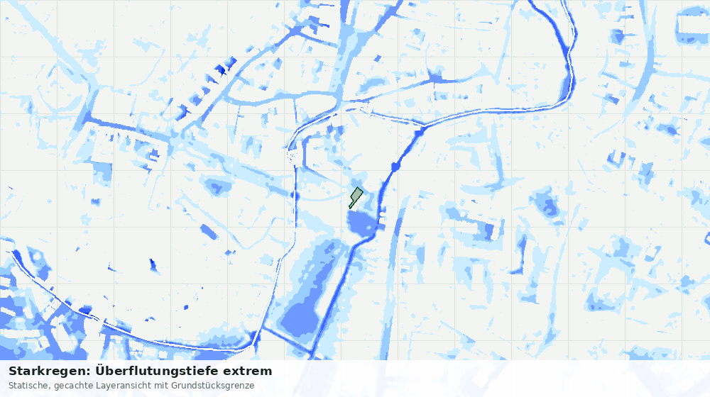 Statische Kartenansicht: Starkregen: Überflutungstiefe extrem