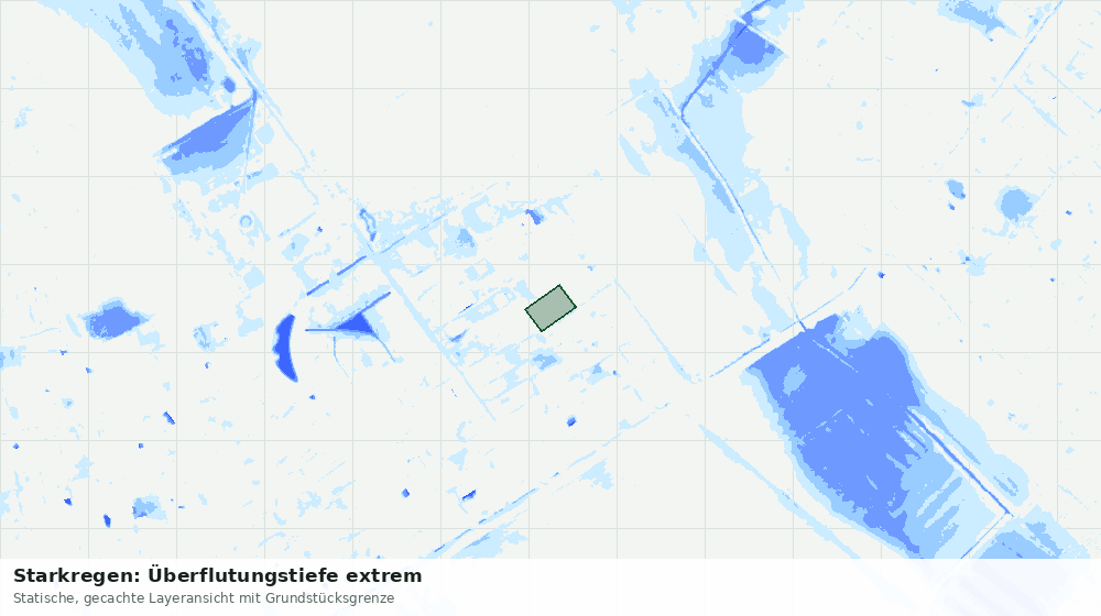 Statische Kartenansicht: Starkregen: Überflutungstiefe extrem