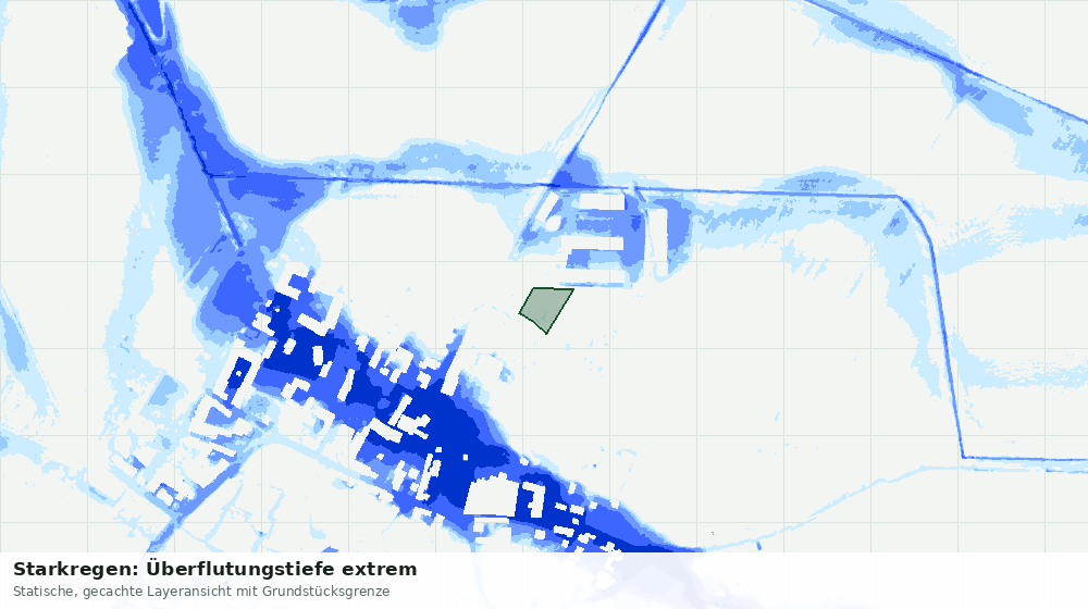 Statische Kartenansicht: Starkregen: Überflutungstiefe extrem