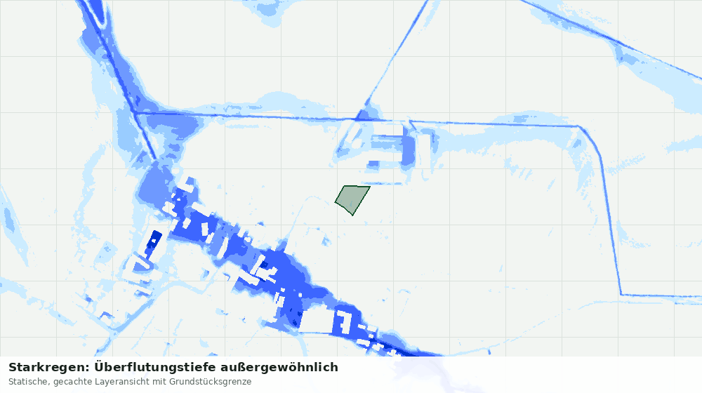 Statische Kartenansicht: Starkregen: Überflutungstiefe außergewöhnlich