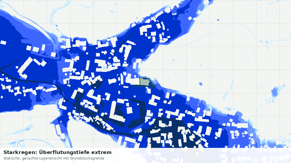 Statische Kartenansicht: Starkregen: Überflutungstiefe extrem