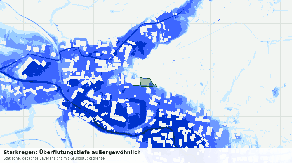 Statische Kartenansicht: Starkregen: Überflutungstiefe außergewöhnlich