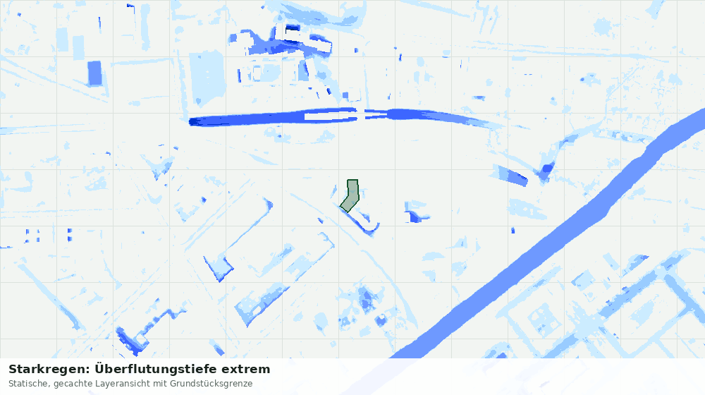 Statische Kartenansicht: Starkregen: Überflutungstiefe extrem