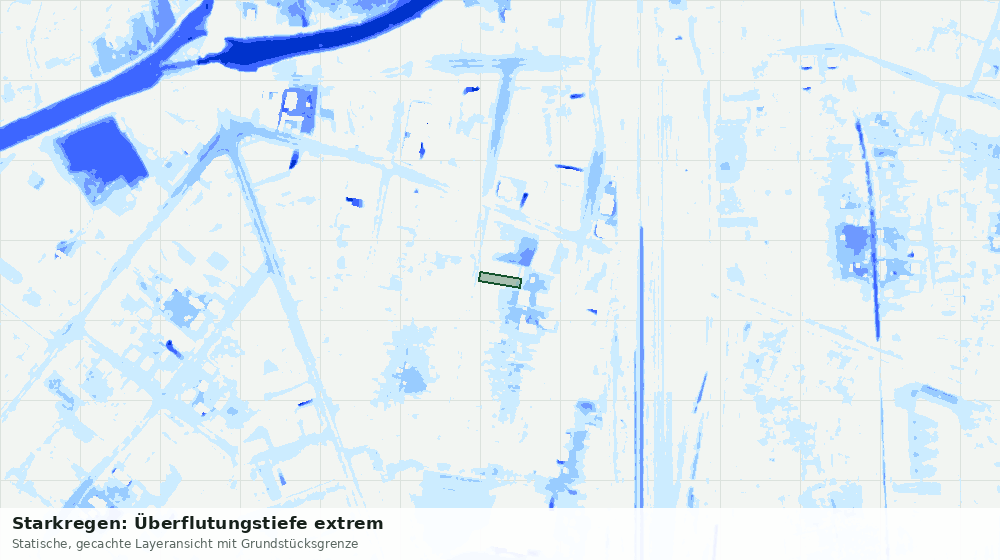 Statische Kartenansicht: Starkregen: Überflutungstiefe extrem