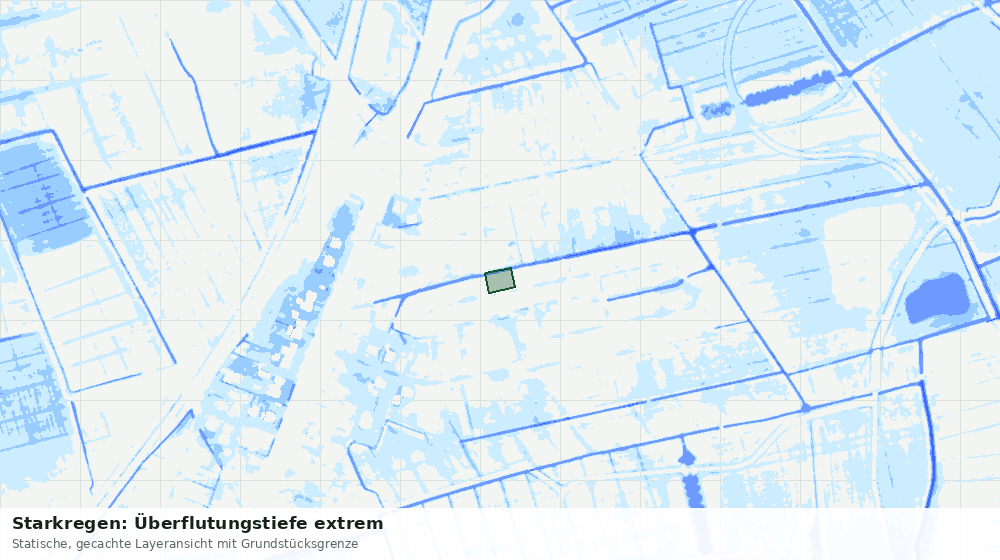 Statische Kartenansicht: Starkregen: Überflutungstiefe extrem