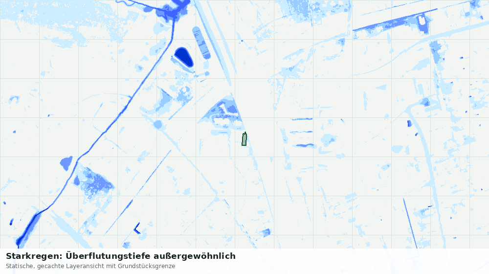Statische Kartenansicht: Starkregen: Überflutungstiefe außergewöhnlich