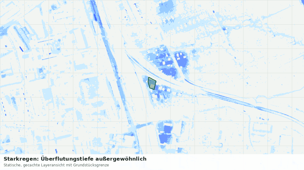 Statische Kartenansicht: Starkregen: Überflutungstiefe außergewöhnlich