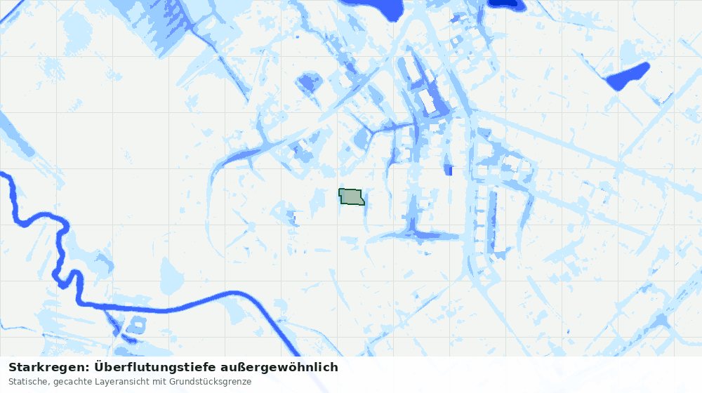 Statische Kartenansicht: Starkregen: Überflutungstiefe außergewöhnlich