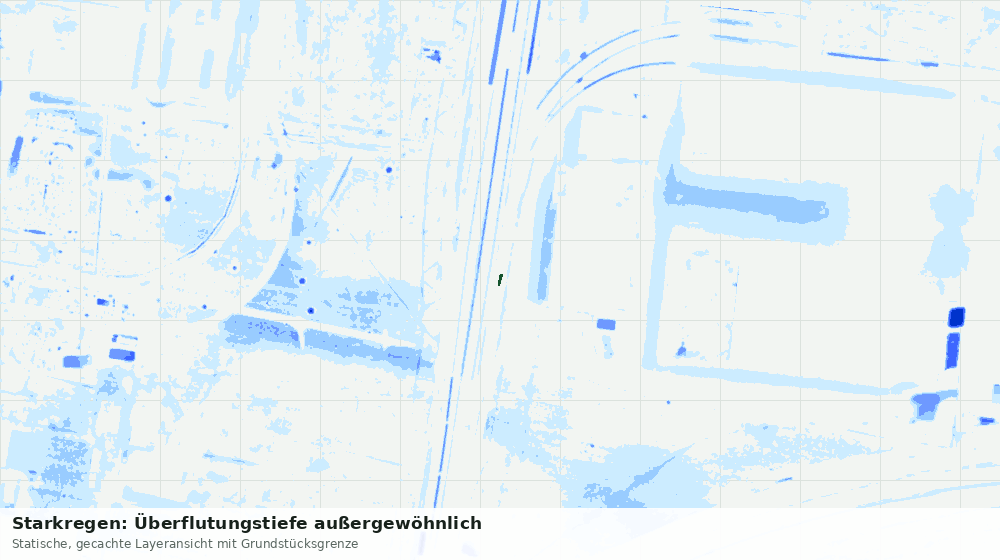 Statische Kartenansicht: Starkregen: Überflutungstiefe außergewöhnlich