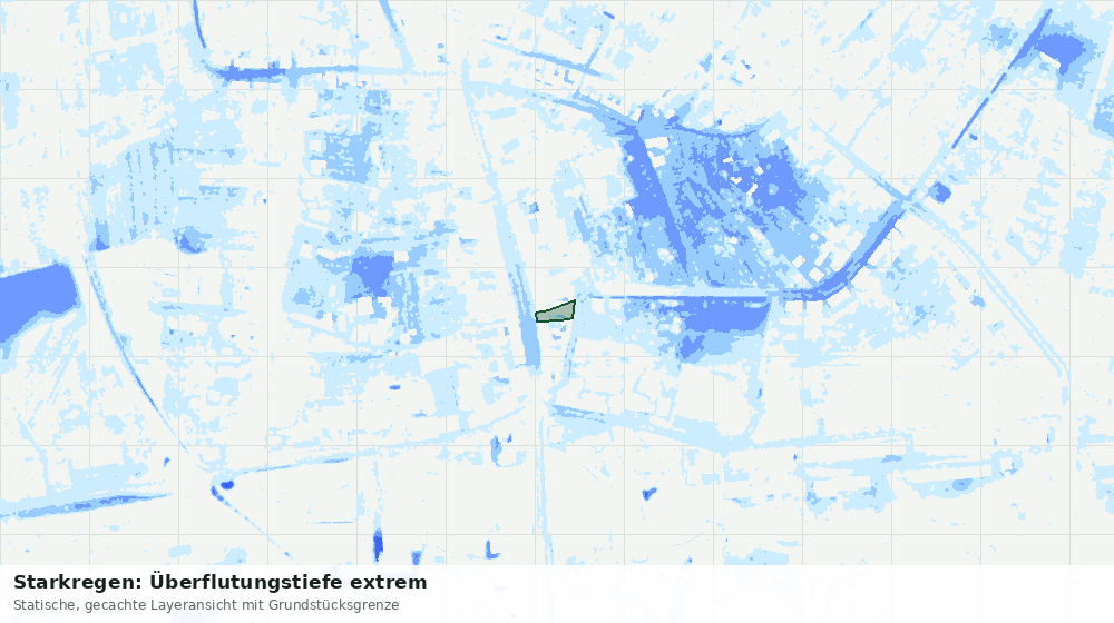 Statische Kartenansicht: Starkregen: Überflutungstiefe extrem