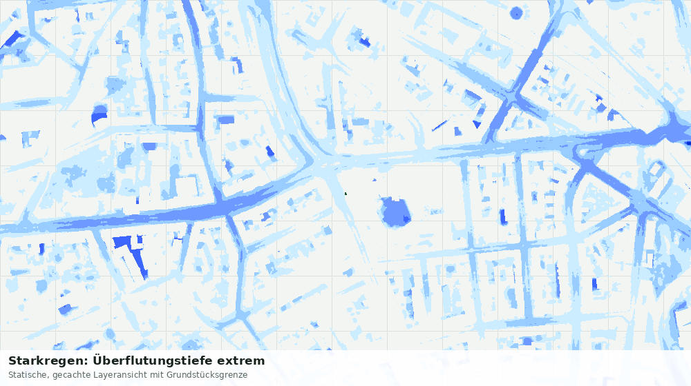 Statische Kartenansicht: Starkregen: Überflutungstiefe extrem