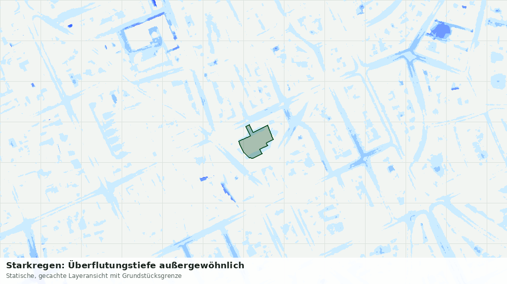 Statische Kartenansicht: Starkregen: Überflutungstiefe außergewöhnlich