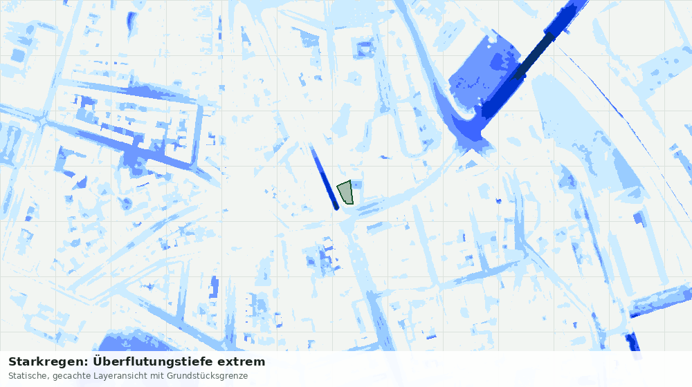 Statische Kartenansicht: Starkregen: Überflutungstiefe extrem