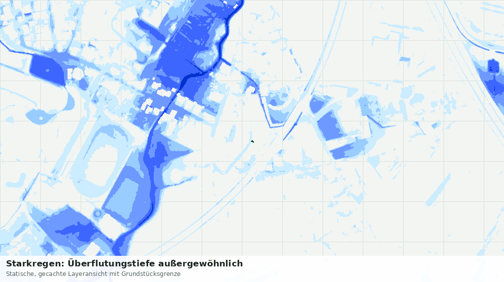Statische Kartenansicht: Starkregen: Überflutungstiefe außergewöhnlich
