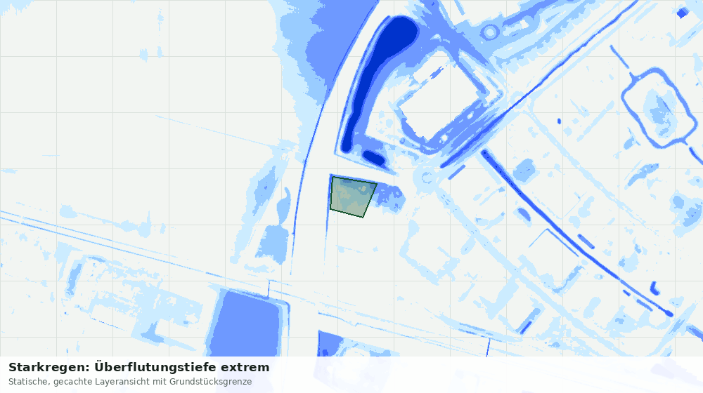 Statische Kartenansicht: Starkregen: Überflutungstiefe extrem