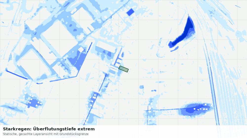 Statische Kartenansicht: Starkregen: Überflutungstiefe extrem