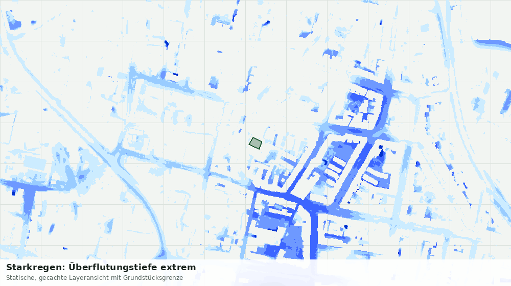 Statische Kartenansicht: Starkregen: Überflutungstiefe extrem