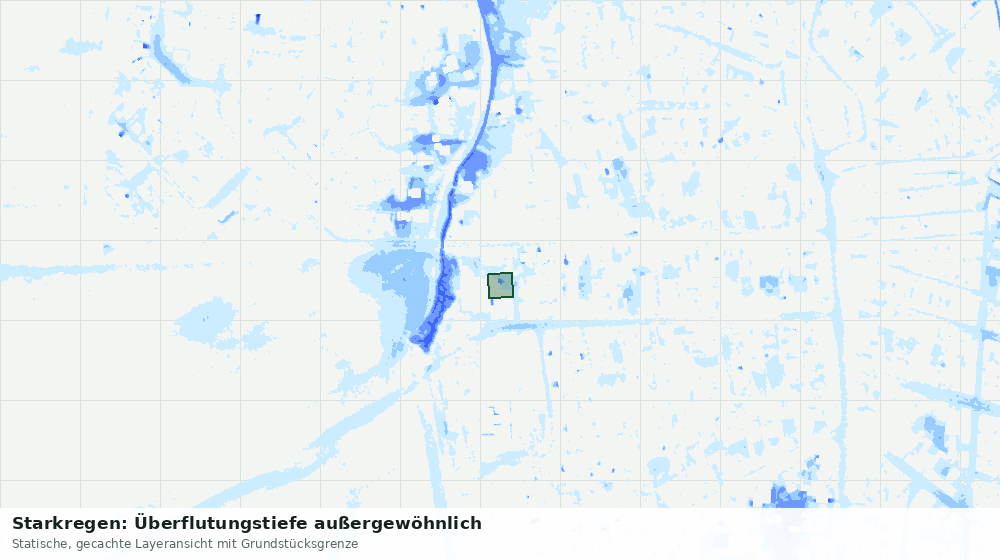 Statische Kartenansicht: Starkregen: Überflutungstiefe außergewöhnlich