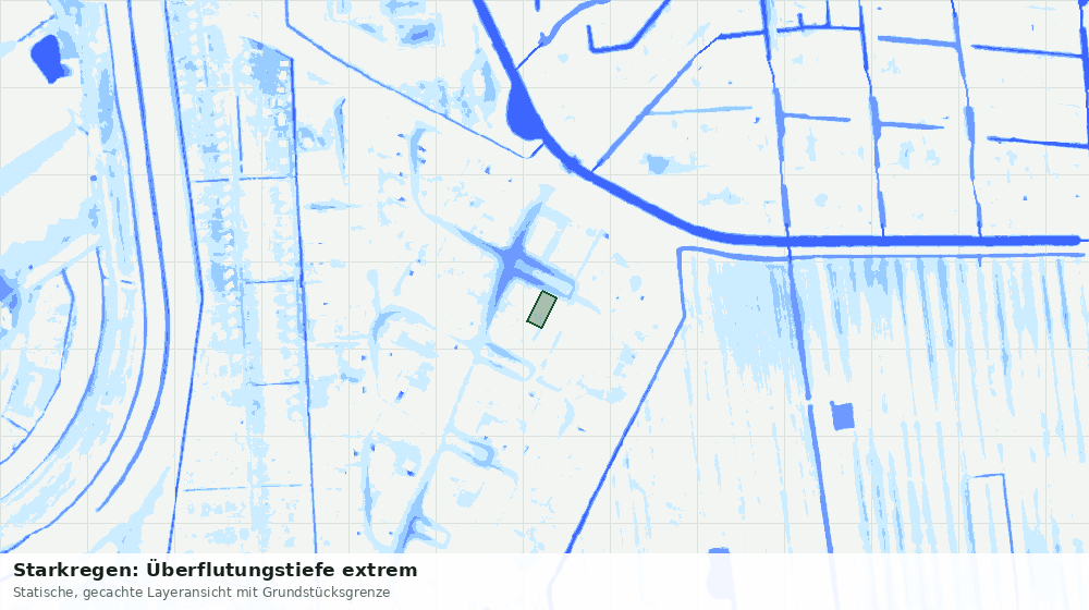 Statische Kartenansicht: Starkregen: Überflutungstiefe extrem