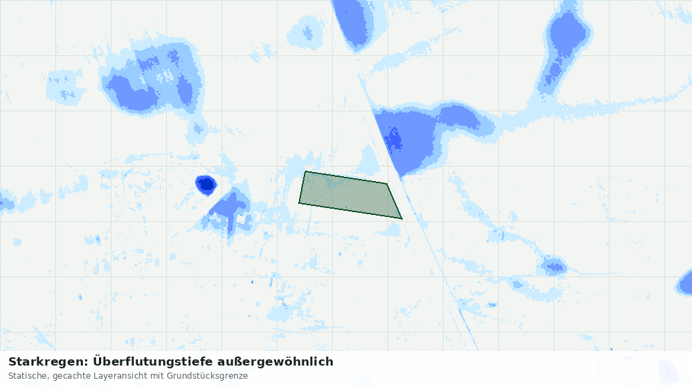 Statische Kartenansicht: Starkregen: Überflutungstiefe außergewöhnlich