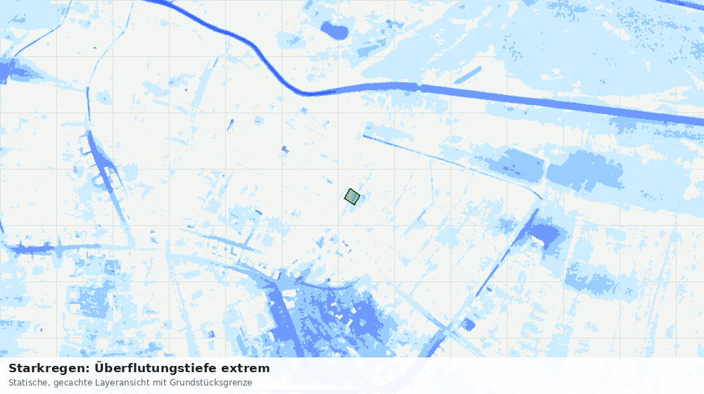 Statische Kartenansicht: Starkregen: Überflutungstiefe extrem