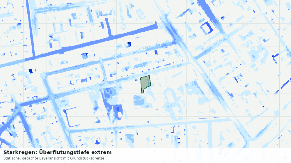 Statische Kartenansicht: Starkregen: Überflutungstiefe extrem