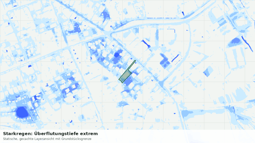 Statische Kartenansicht: Starkregen: Überflutungstiefe extrem