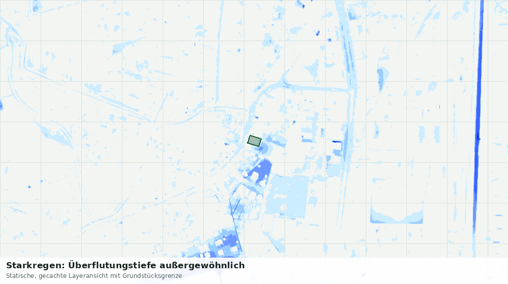 Statische Kartenansicht: Starkregen: Überflutungstiefe außergewöhnlich