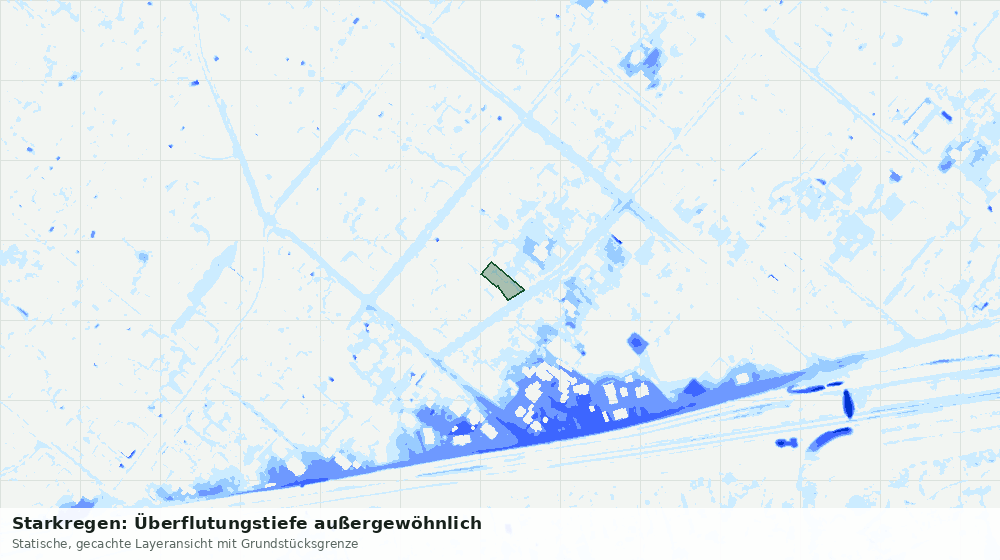 Statische Kartenansicht: Starkregen: Überflutungstiefe außergewöhnlich
